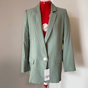 ZARA XS Mint Green Blazer - Lightweight, NWT, $89 Retail Price